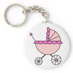 It's A Girl! Pink Baby Carriage keychains