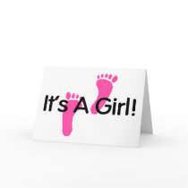 Its A Girl Pink Footprints Card