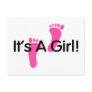 Its A Girl Pink Footprints Postcard