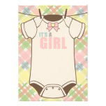 It's A Girl Plaid Baby Shower Invitations