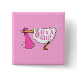 It's A Girl (Stork And Bundle) buttons