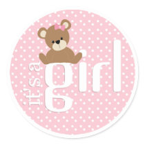 It's a Girl Teddy Bear Sticker