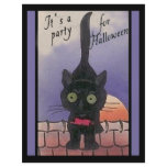 It's a Party for Halloween Black Cat Invitations flyers