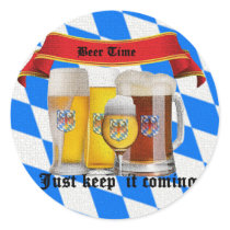 it's beer time round sticker