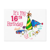 It's My 16th Birthday (Party Hats) Post Cards