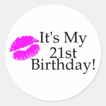 Its My 21st Birthday (Kiss) Round Stickers