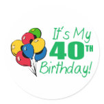 It's My 40th Birthday (Balloons) Sticker