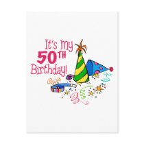 It's My 50th Birthday (Party Hats) Postcard