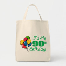 It's My 90th Birthday (Balloons) Tote Bags