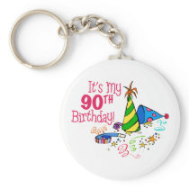 It's My 90th Birthday (Party Hats) Key Chain