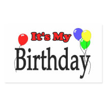 It's My Birthday Balloons Rectangular Stickers