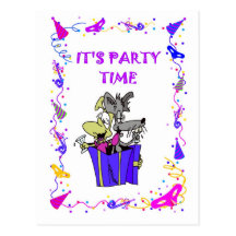 It's party time, dogs in a parcel post card