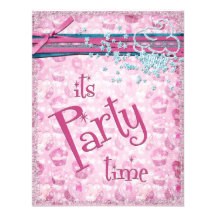 It's Party Time Fancy Pink Cupcake Invitations