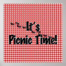It's Picnic Time! Red Chequered Table Cloth w/Ants Print