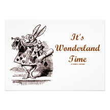 It's Wonderland Time White Rabbit With Trumpet Personalised Invite