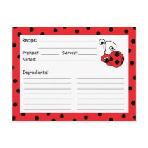 Itty Bitty Ladybug Red Recipe Card