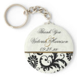 Ivory and Black Damask Wedding Favour Key Chain keychains