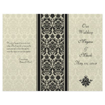 Ivory and Black Damask Wedding Program