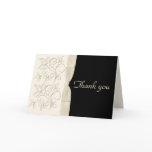 Ivory and Black Floral Thank You Card
