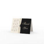 Ivory and Black with Pearl Loveknot Thank You Card