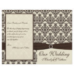 Ivory and Espresso Damask Wedding Program flyers