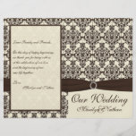 Ivory and Espresso Damask Wedding Program Flyers