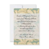 ivory and sage art nouveau botanical pattern flora invite
