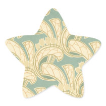 ivory and sage art nouveau botanical pattern flora star stickers