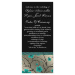 ivory aqua and black floral Wedding program