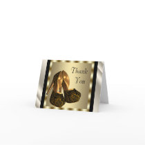 Ivory black Gold High Heel Shoes Thank You Cards