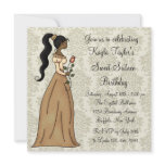 Ivory Damask Princess Sweet 16 Party invitations