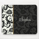 Ivory, Gold, and Black Damask Mousepad