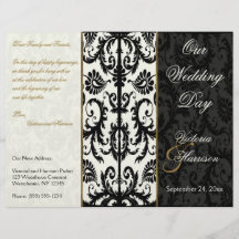Ivory, Gold, and Black Damask Wedding Program Custom Flyer