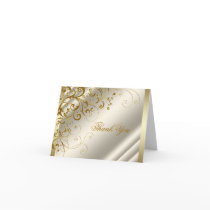 Ivory Gold Jewel Gold Thank You Cards