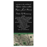 ivory green and black floral Wedding program rack cards