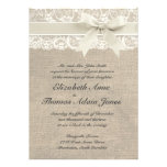 Ivory Lace & Burlap Wedding Invitation - Ivory