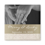Ivory Lace With Gold Save the Date Magnet
