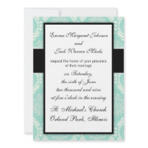 ivory pale greens damask pattern design invite