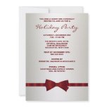 Ivory Red Bow Tie Corporate Christmas Party Invitations