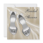 Ivory Satin Shoes White Bridal Shower invitations