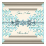 Ivory Teal Blue Diamond Black Tie Party Personalised Invite