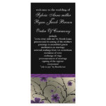 ivory violet  and black floral Wedding program
