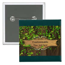 Ivy Covered Fence with Wooden Carved Sign Pin
