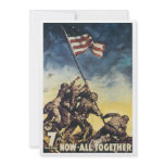 Iwo Jima flag raising colour war graphic vintage invitations