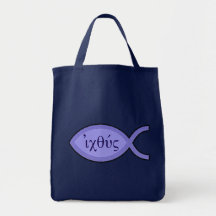 IXOYE Christian Fish Symbol - Blue Parchment Tote Bags