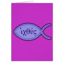 IXOYE Christian Fish Symbol - Blue Parchment Cards