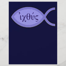 IXOYE Christian Fish Symbol - Blue Parchment Personalized Flyer