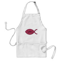 IXOYE Christian Fish Symbol - Red Parchment Apron