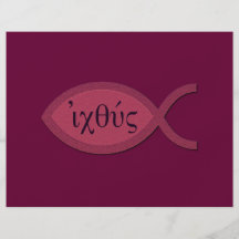 IXOYE Christian Fish Symbol - Red Parchment Personalized Flyer