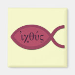 IXOYE Christian Fish Symbol - Red Parchment Fridge Magnets